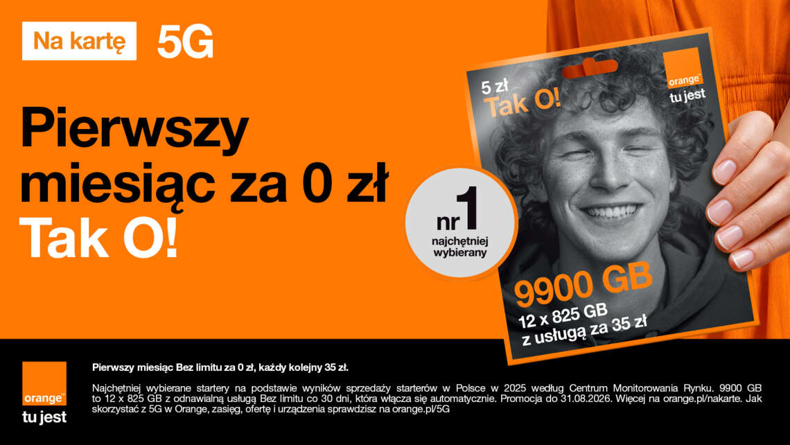 Promocja Starter z Bez limitu i 9900 GB przez rok w Orange na kartę