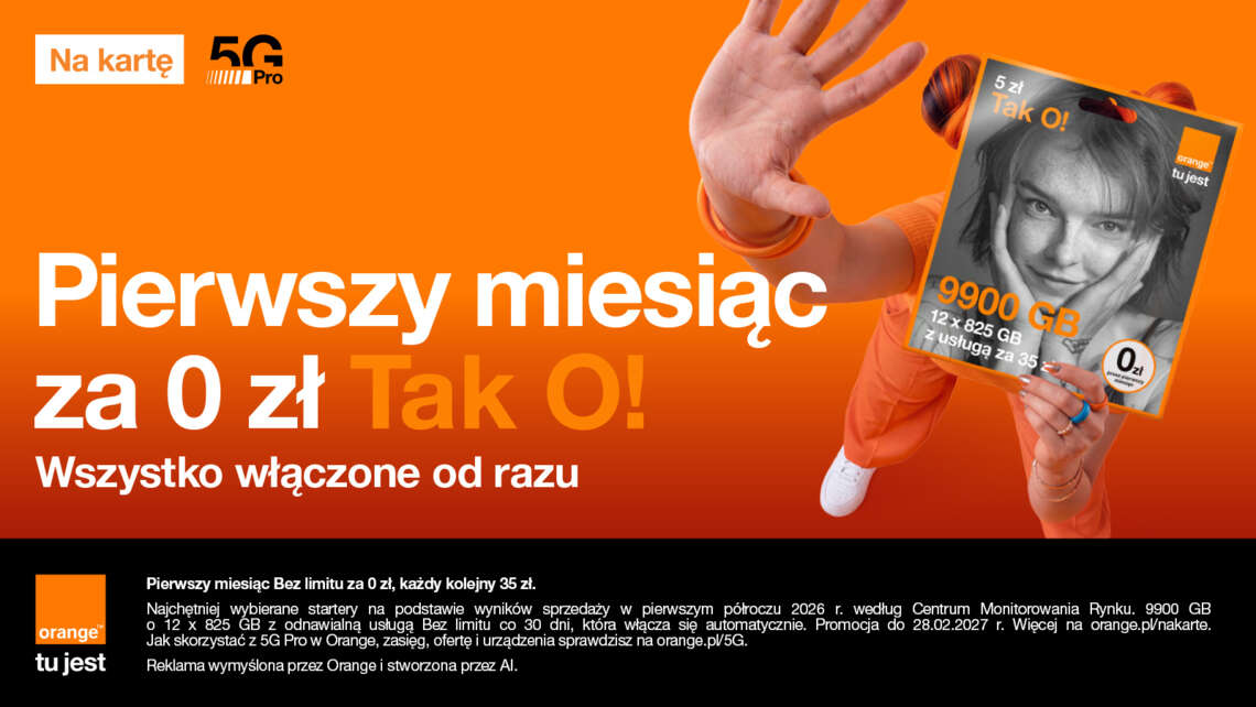 Promocja Starter z Bez limitu za 0 zł i 9900 GB przez rok w Orange na kartę
