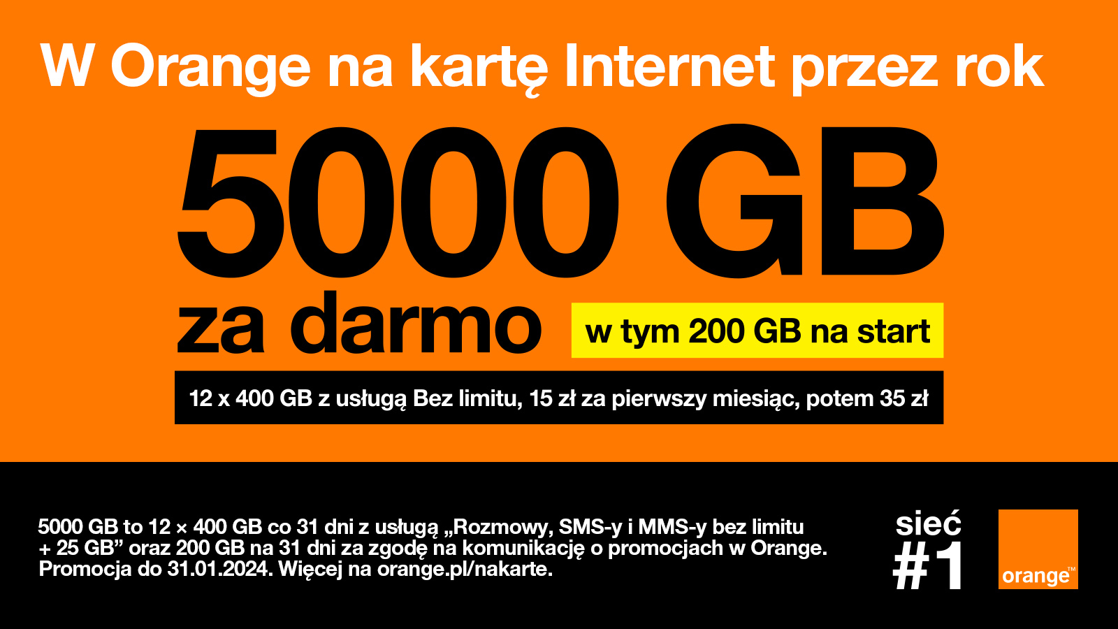 Promocja 5000 GB przez rok w Orange na kartę