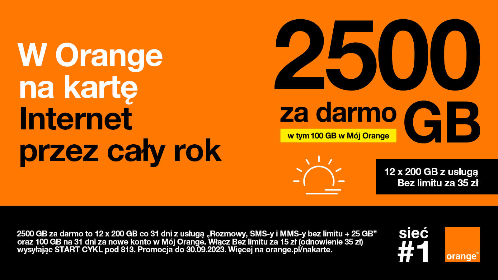 Promocja 2500 GB za darmo przez rok w Orange na kartę